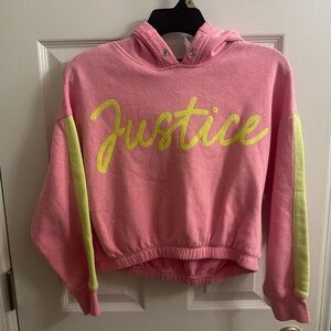 Justice Size 10 Hooded Long Sleeve Sweatshirt Top pink